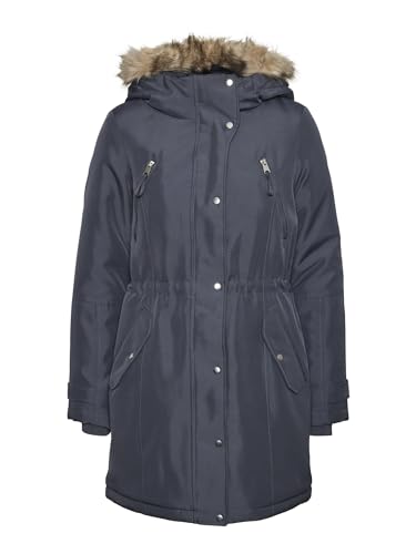 VERO MODA Damen Winterjacke Parka VMTrack mit Fell-Kapuze 10267006 ombre blue S von VERO MODA