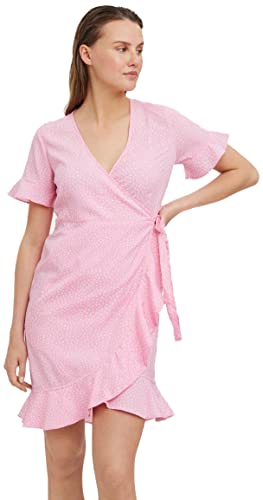 VERO MODA Damen Vmhenna 2/4 Wrap Frill Dress Noos Minikleid, Prism Pink, S EU von VERO MODA