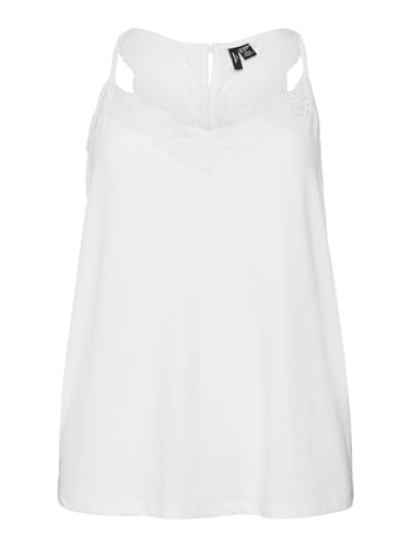 VERO MODA Damen Vmana S/L Lace Top Ga Curve T Shirt, Snow White, 42-44 EU von VERO MODA