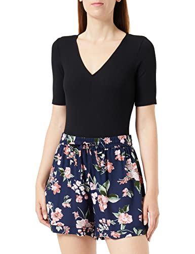 VERO MODA Women's Vmbumpy WVN Noos Shorts, Snow White/Stripes:India Ink, M von VERO MODA