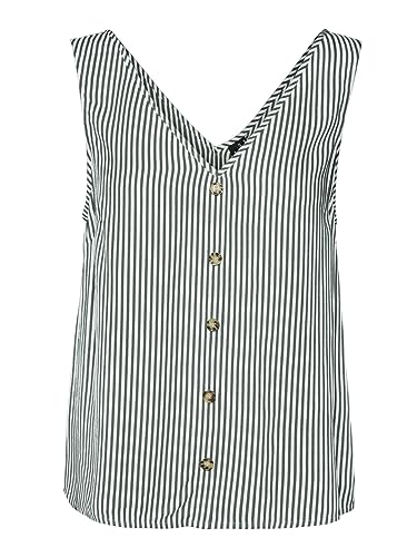 VERO MODA Women's VMBUMPY SL WVN NOOS Top, Snow White/Stripes:Laurel Wreath, XS von VERO MODA