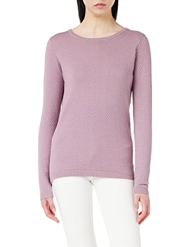 VERO MODA Eleganter Feinstrick Pullover Strukturmuster Rundhals Longsleeve VMCARE Sweater, Farben:Rosa, Größe:L von VERO MODA