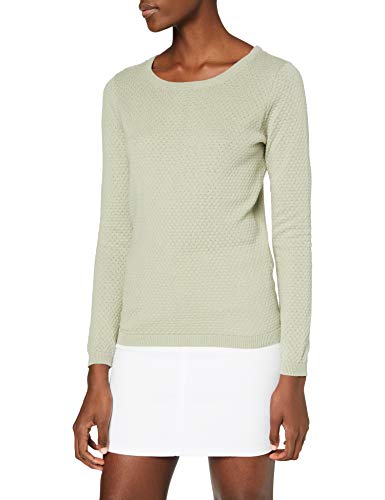 VERO MODA Eleganter Feinstrick Pullover Strukturmuster Rundhals Longsleeve VMCARE Sweater, Farben:Mint, Größe:M von VERO MODA