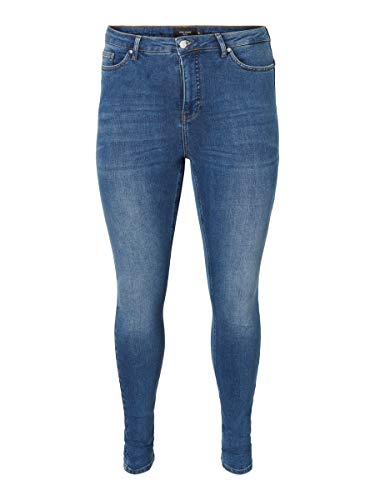 VERO MODA Damen Vmlora Hw Mb Wash Jeans- K Curve Noos Jeans, Medium Blue Denim, 42 EU von VERO MODA