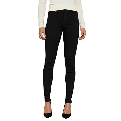 VERO MODA Damen Female Slim Fit Vmtanya Normal Waist Xxs32black Jeans, Schwarz, XXS EU von VERO MODA