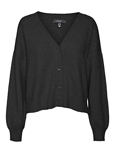 VERO MODA Damen Cardigan Sweater Vmdoffy Ls V-neck Button Cardigan Ganoos, Black/Detail:melange, S von VERO MODA