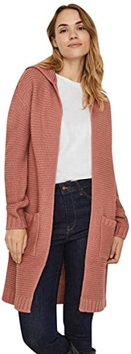 Vero Moda Women's VMNONAMENOEDGE LS Long Hood Card REP LCS Cardigan Sweater, Old Rose, XS von VERO MODA