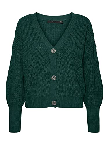 VERO MODA Damen Vmlea Ls V-neck Cuff Cardigan Noos Strickjacke, Pine Grove, XS von VERO MODA