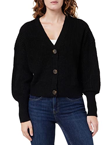 VERO MODA Damen Vmlea Ls V-Neck Cuff Cardigan Noos Strickjacke, Schwarz, M von VERO MODA