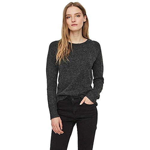 VERO MODA Damen VMDOFFY LS O-Neck Blouse GA NOOS Pullover, Black/Detail:Melange, One Size von VERO MODA