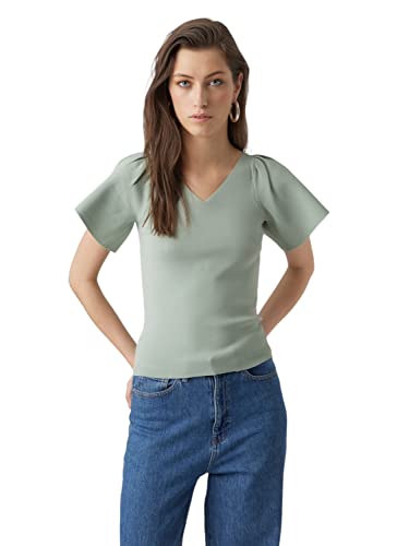 VERO MODA Women's VMGINNY SS V-Neck Pullover NOOS Hose, Jadeite, M von VERO MODA