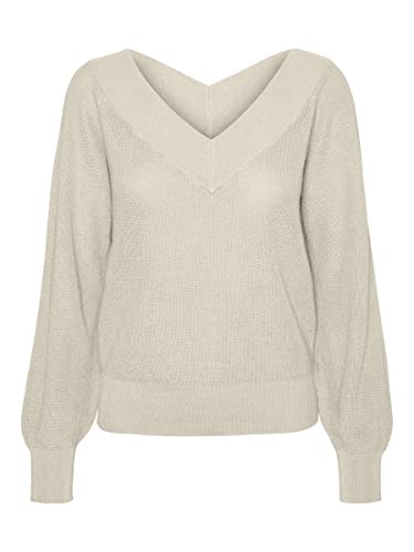 Vero Moda Women's VMNEWLEXSUN LS Double V-NCK BLOU GA REP2 Pullover, Birch, XS von VERO MODA