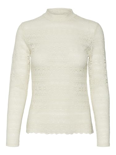 VERO MODA Damen VMZOE LS LACE HIGH Neck TOP JRS NOOS Langarmshirt, Birch, Medium von VERO MODA