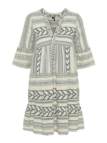 VERO MODA Damen Bluse Tunika Dicthe mit 3/4-Ärmeln 10225127 Birch/Original Laurel Wreath XS von VERO MODA