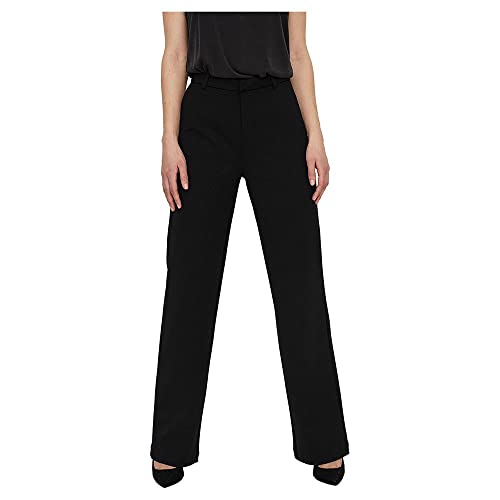 VERO MODA Legere Stoffhose Elegante Damen Stretch Culotte Gerade Business Pants, Farben:Schwarz-2, Größe:XXL / 32L, Z-Länge:L32 von VERO MODA