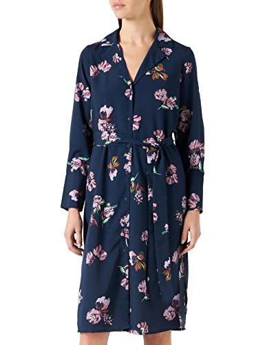 Vero Moda Petite Women's VMLYDIA LS Calf Shirt Dress WVN PTT Kleid, Navy Blazer/AOP:Lana, M/P von VERO MODA