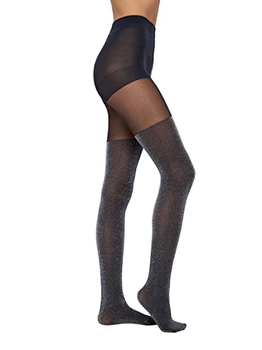 VERO MODA Socken mit Glitzer bis zum Knie (L/XL, SCHWARZ) von VERO MODA