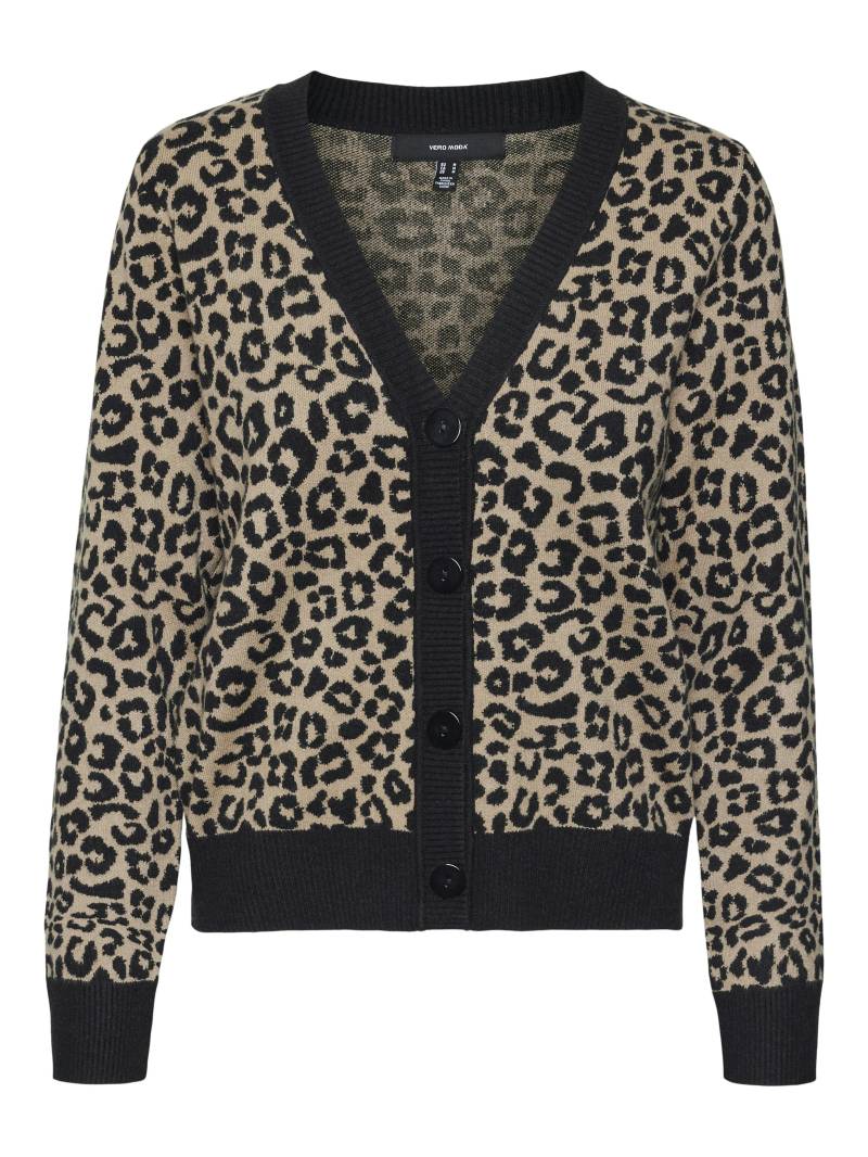 VERO MODA - VMARIA ART LS V-NECK CARDIGAN REP black - Gr. - L von VERO MODA