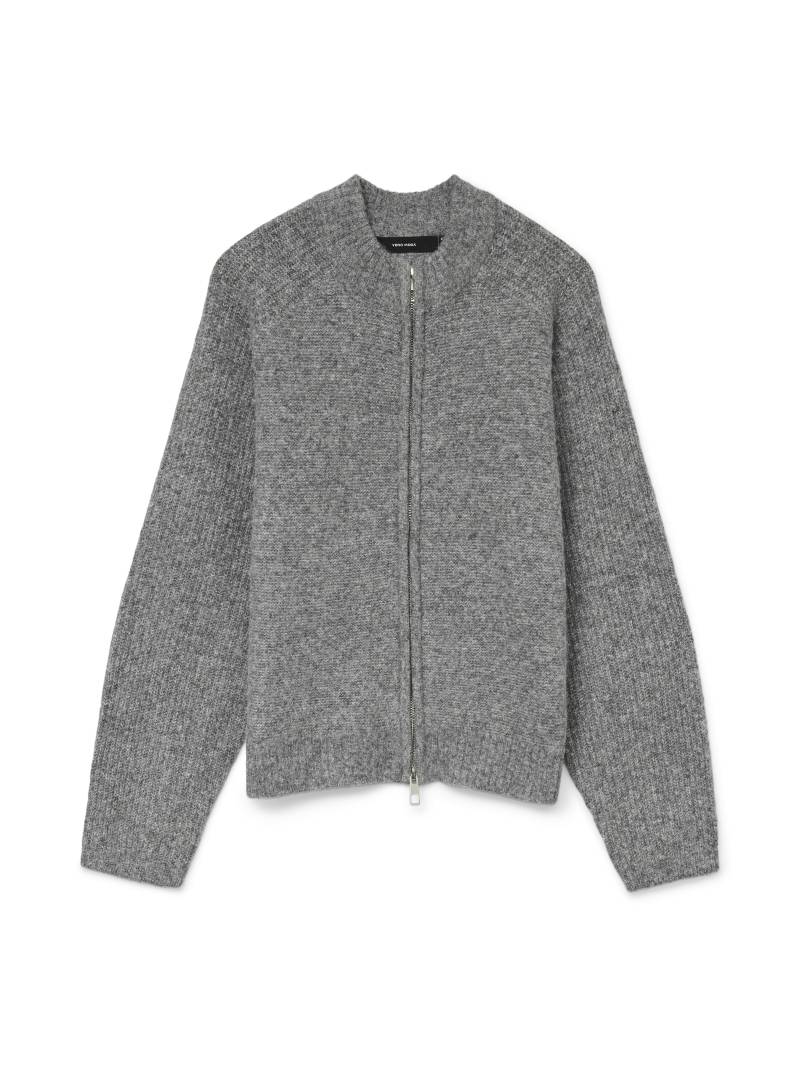 VERO MODA - VMBANG LS HIGH NECK ZIP CARDIGAN BOO medium grey melange - Gr. - M von VERO MODA