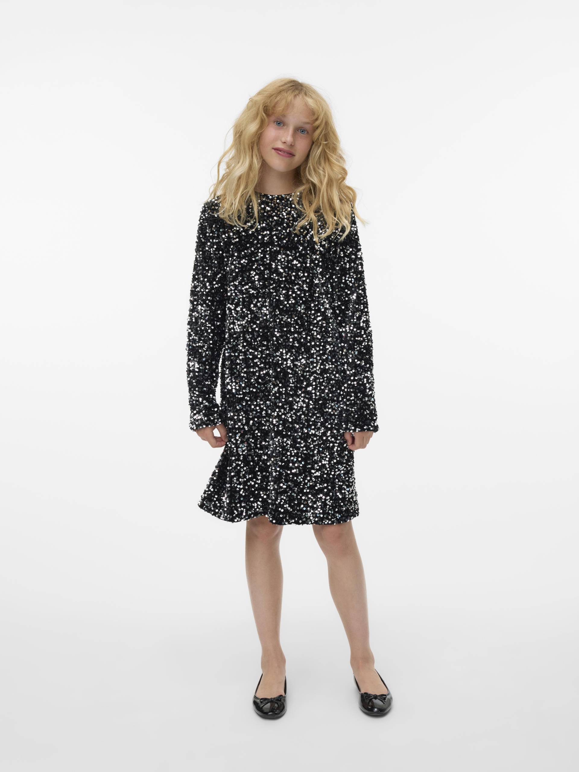 VERO MODA - VMBELLA LS SEQUIN DRESS JRS GIRL black - Gr. - 146 von VERO MODA