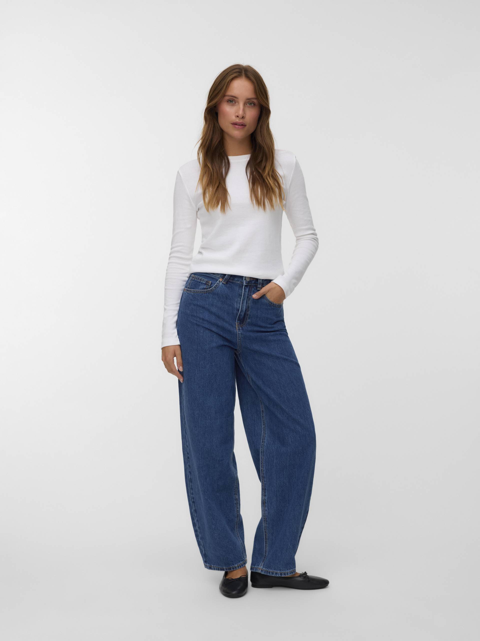 VERO MODA - VMBILLIE HR BARREL ANK JEANS LI3142 NOOS medium blue denim - Gr. - 29/34 von VERO MODA