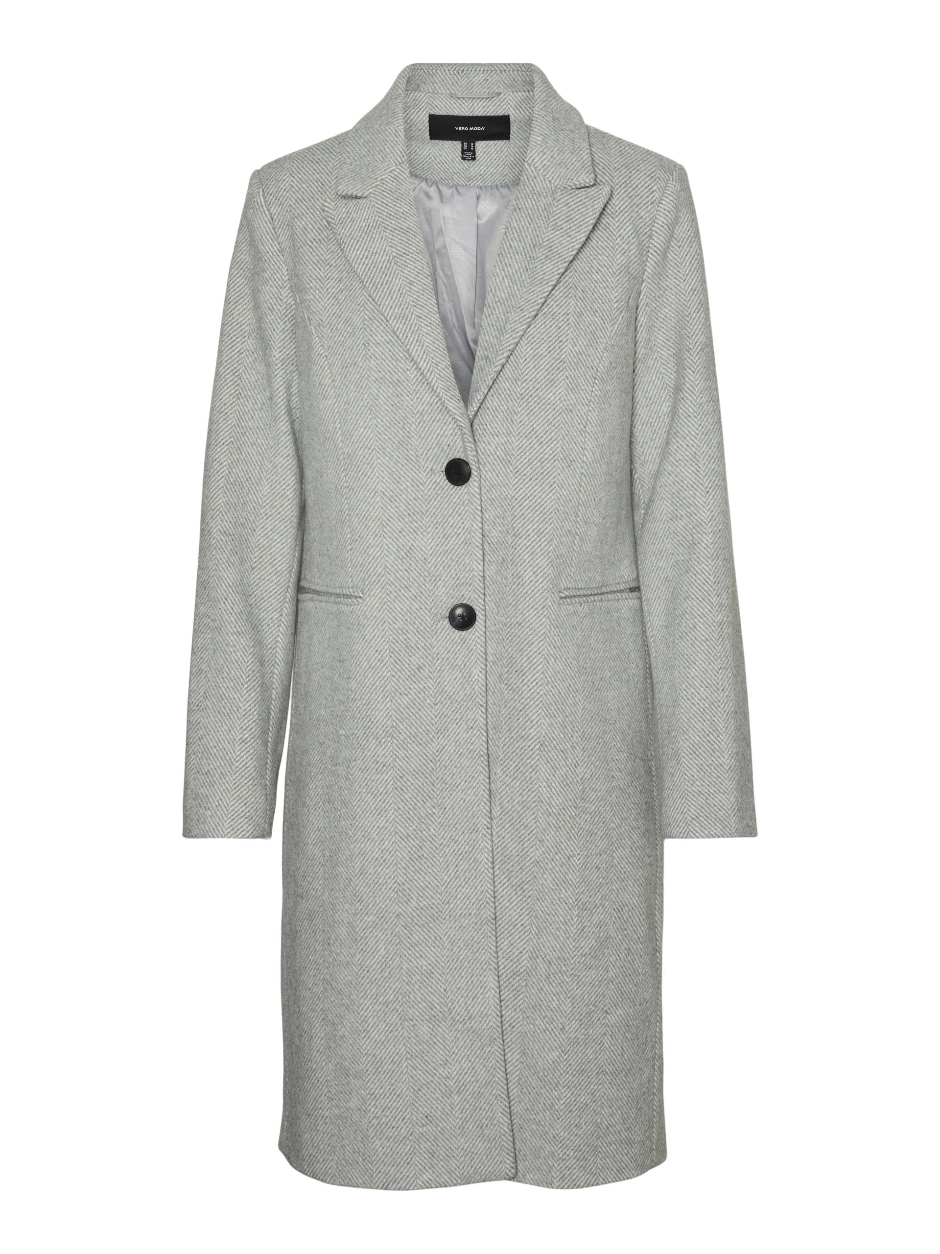 VERO MODA - VMBLAZA HERINGBONE LONG WOOL COAT GA BOO light grey melange - Gr. - L von VERO MODA