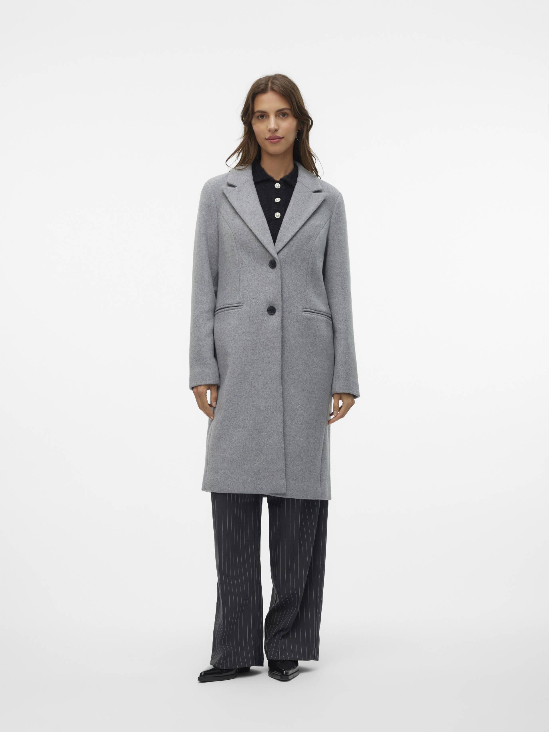 VERO MODA - VMBLAZA LONG COAT GA BOO light grey melange - Gr. - L von VERO MODA