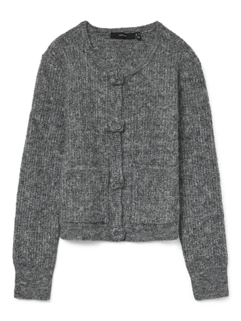 VERO MODA - VMBLOSSOM LS O-NECK CARDIGAN BOO medium grey melange - Gr. - XL von VERO MODA