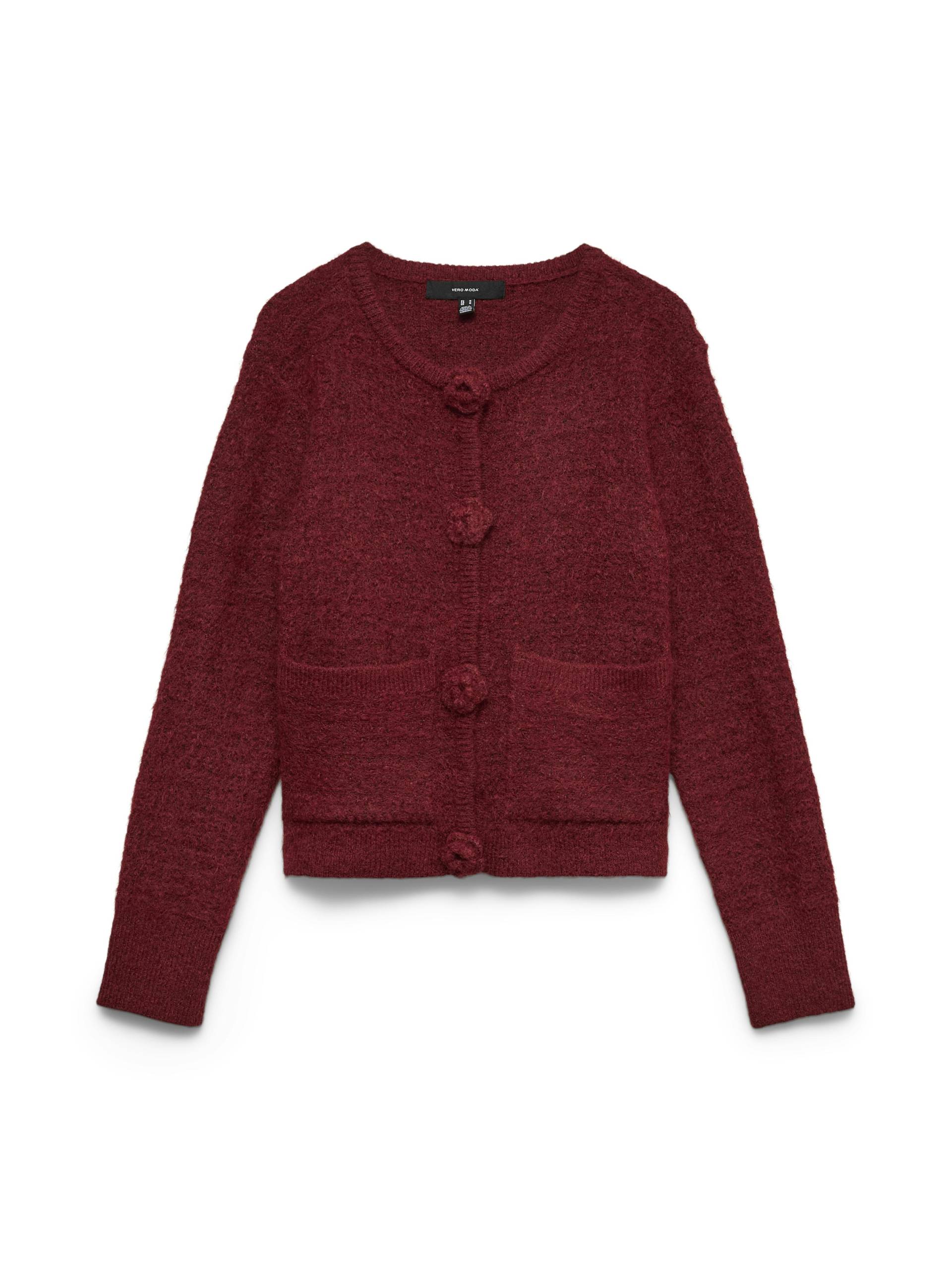 VERO MODA - VMBLOSSOM LS O-NECK CARDIGAN BOO syrah - Gr. - L von VERO MODA