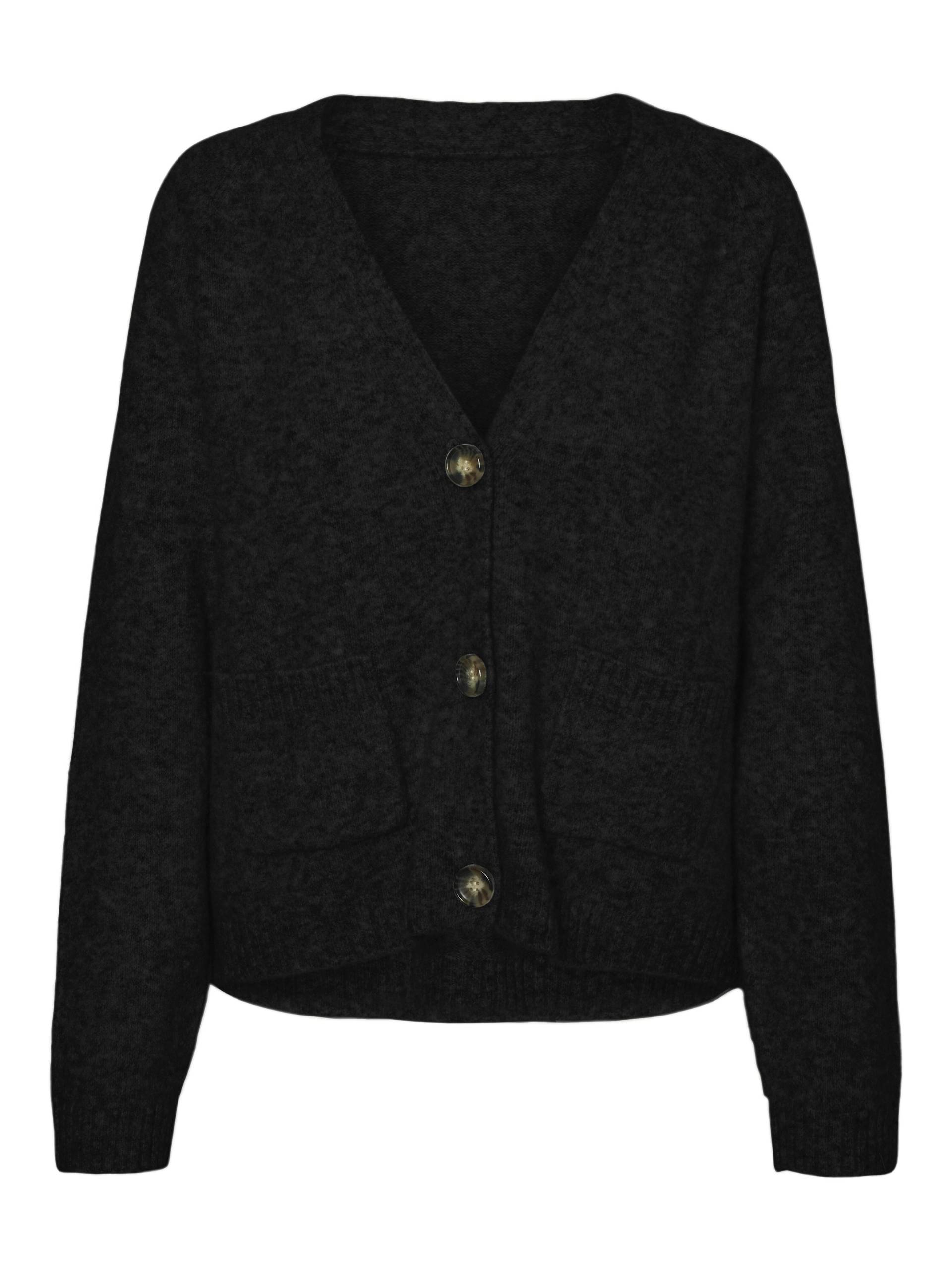 VERO MODA - VMBOOM LS V-NECK BUTTON CARDIGAN GA NOOS black - Gr. - L von VERO MODA