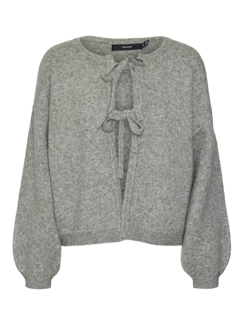 VERO MODA - VMBOW LS O-NECK TIE CARDIGAN GA medium grey melange - Gr. - XS von VERO MODA