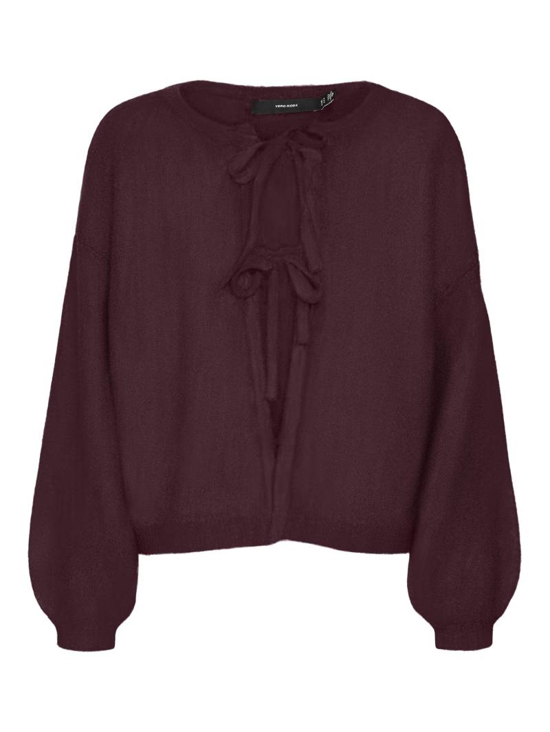 VERO MODA - VMBOW LS O-NECK TIE CARDIGAN GA winetasting - Gr. - L von VERO MODA
