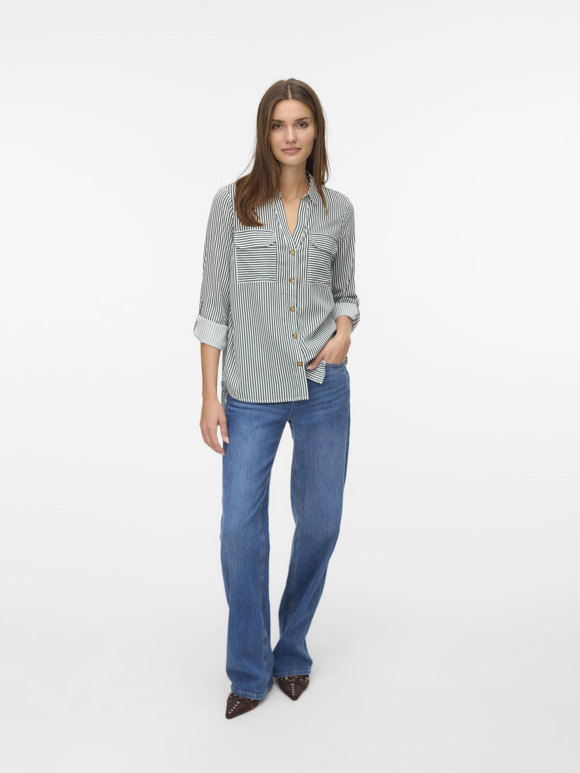 VERO MODA - VMBUMPY L/S SHIRT NEW WVN NOOS pine grove - Gr. - L von VERO MODA