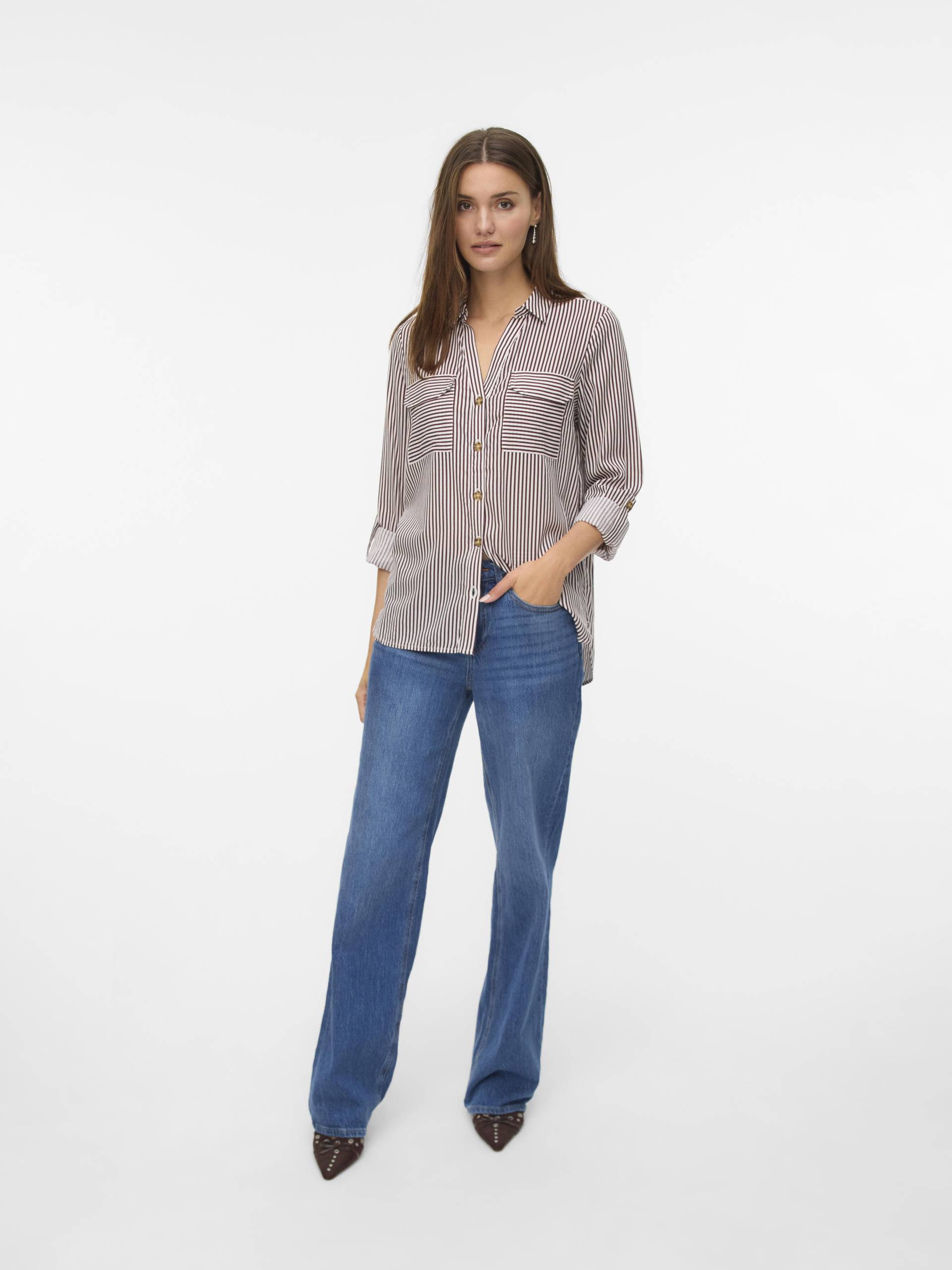 VERO MODA - VMBUMPY L/S SHIRT NEW WVN NOOS winetasting - Gr. - L von VERO MODA