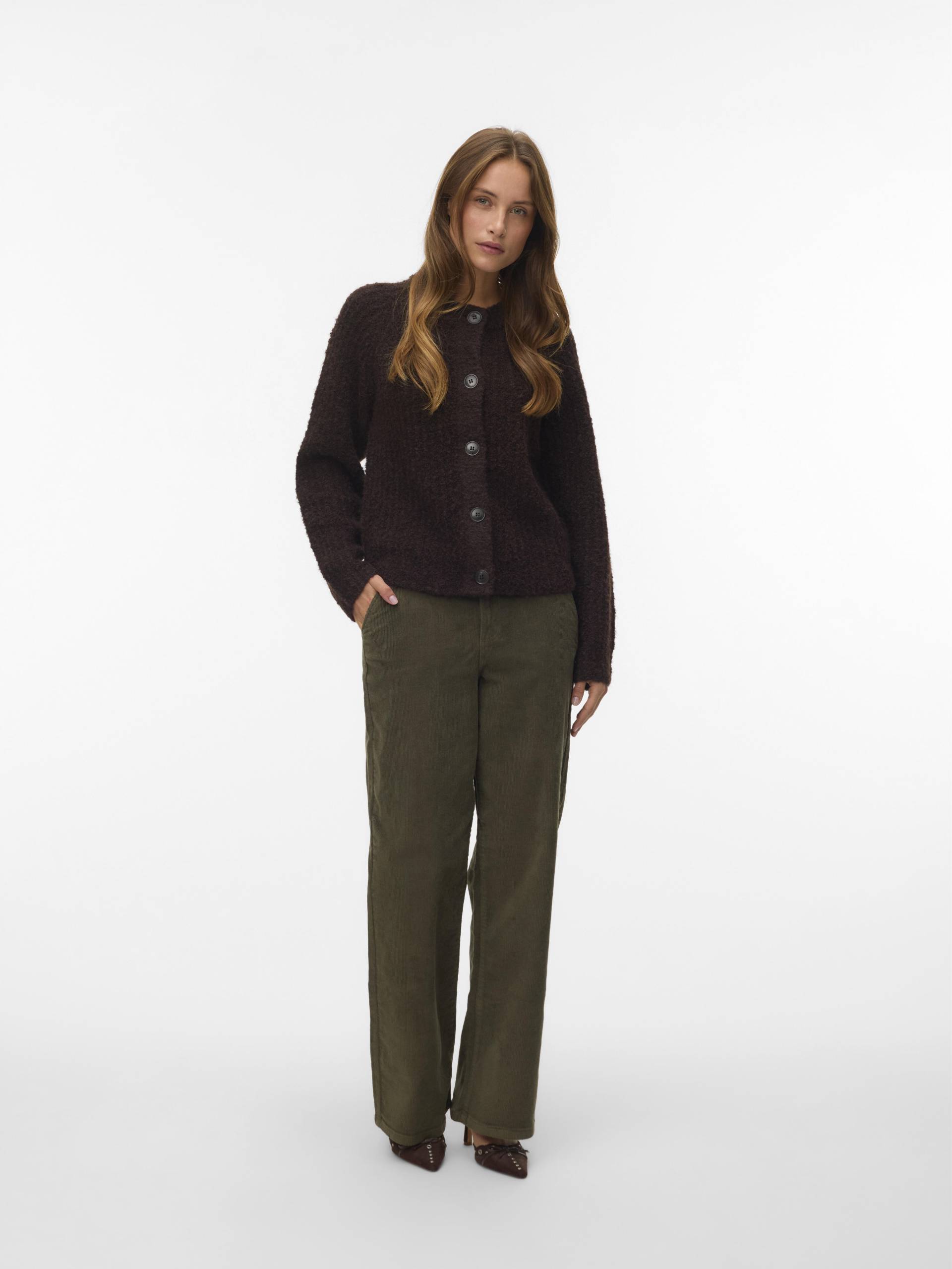 VERO MODA - VMCARMEN LS O-NECK CARDIGAN chocolate torte - Gr. - S von VERO MODA