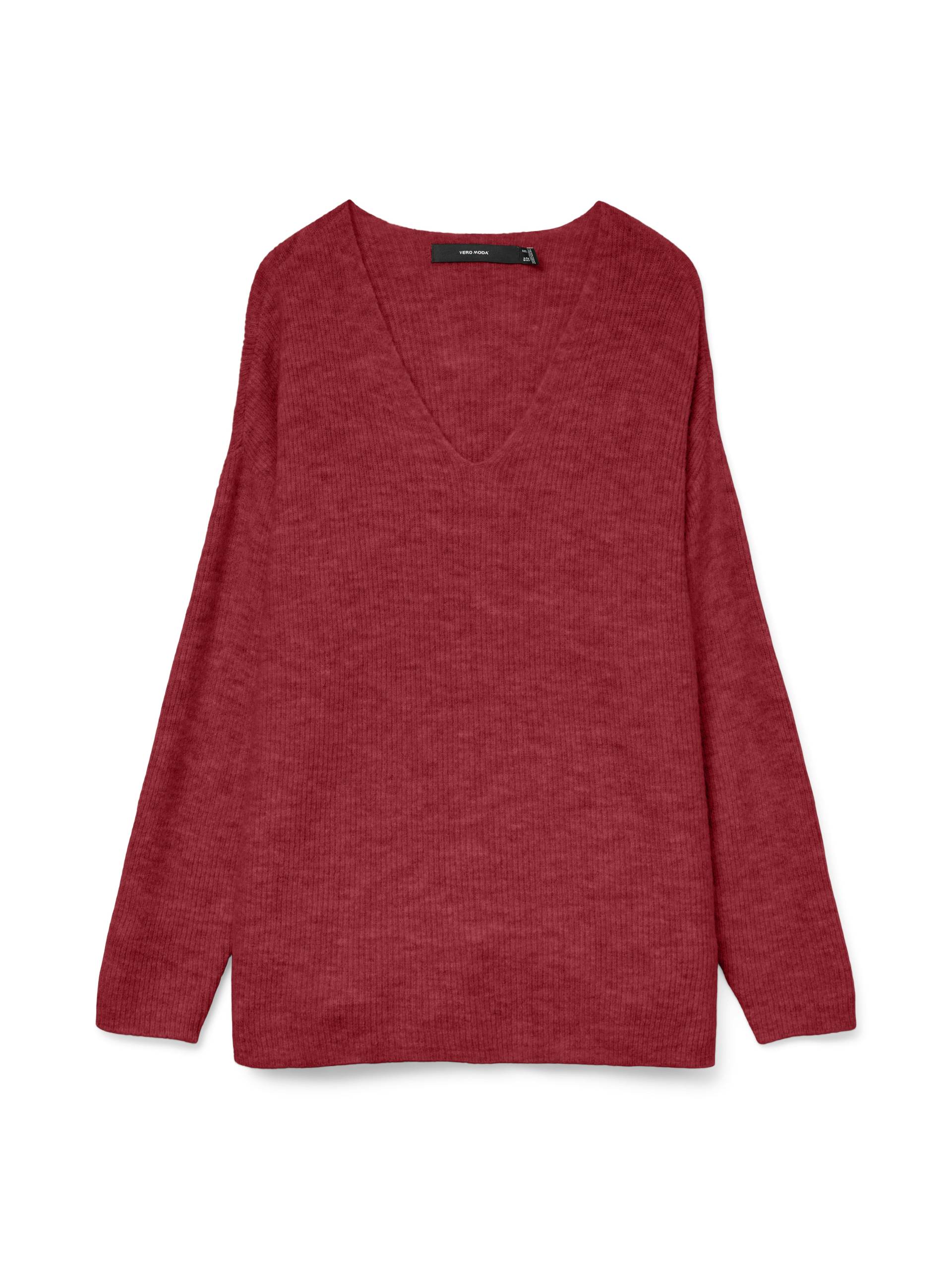 VERO MODA - VMCREWLEFILE LS V-NECK BLOUSE NOOS karanda red - Gr. - XL von VERO MODA