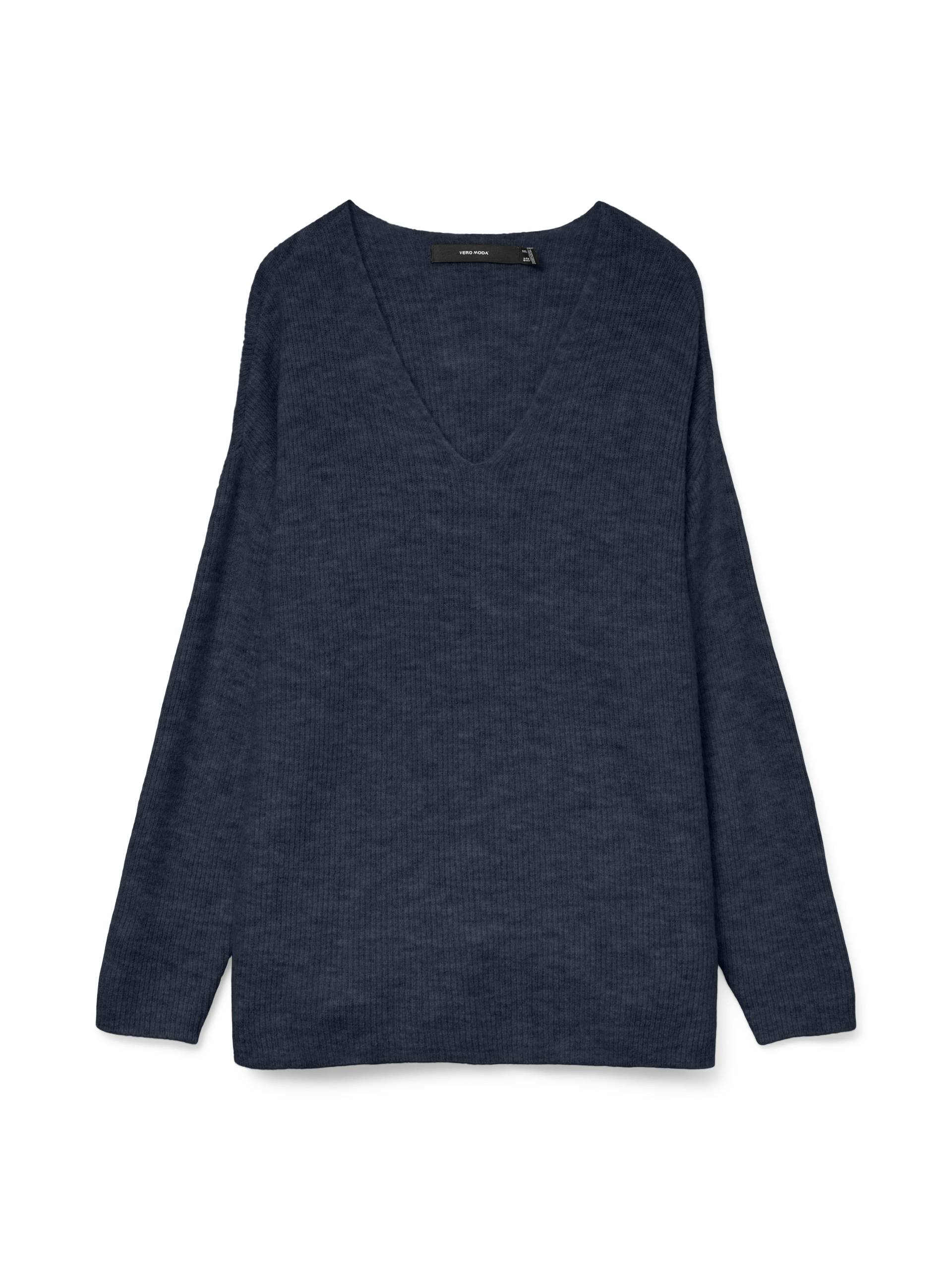 VERO MODA - VMCREWLEFILE LS V-NECK BLOUSE NOOS navy blazer - Gr. - XS von VERO MODA