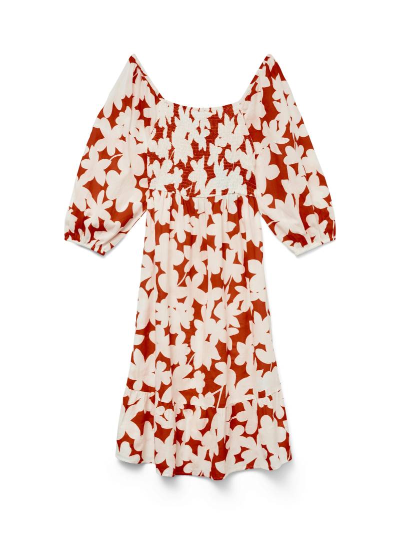 VERO MODA - VMDICTHE 3/4 SQUARE CALF DRESS WVN GA fiery red - Gr. - L von VERO MODA