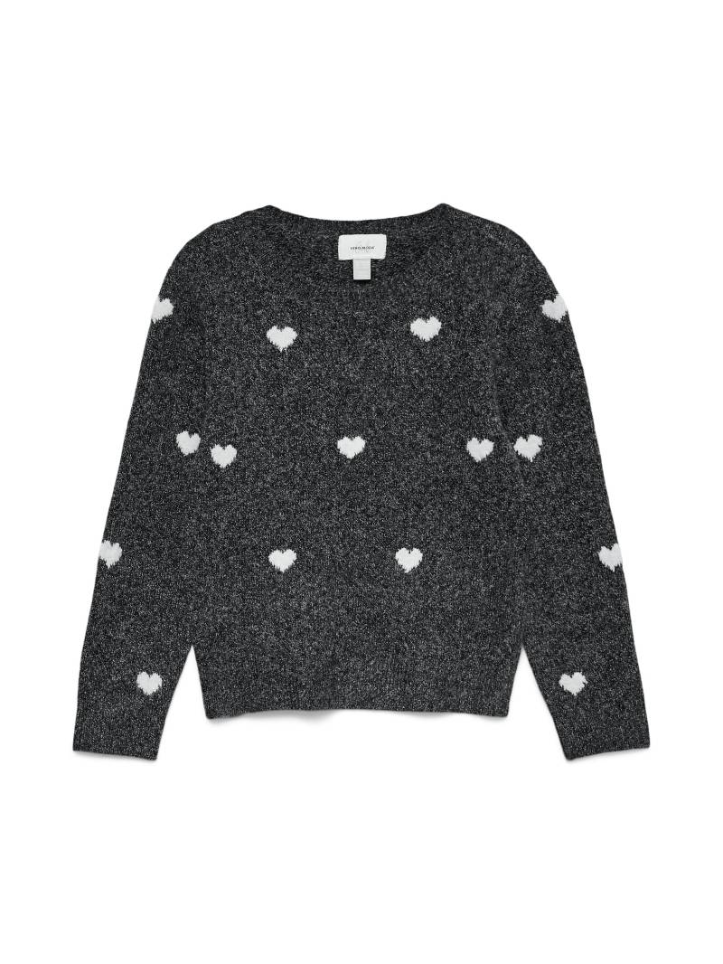 VERO MODA - VMDOFFY INTARSIA LS O-NCK PULLOVER GIRL dark grey melange von VERO MODA