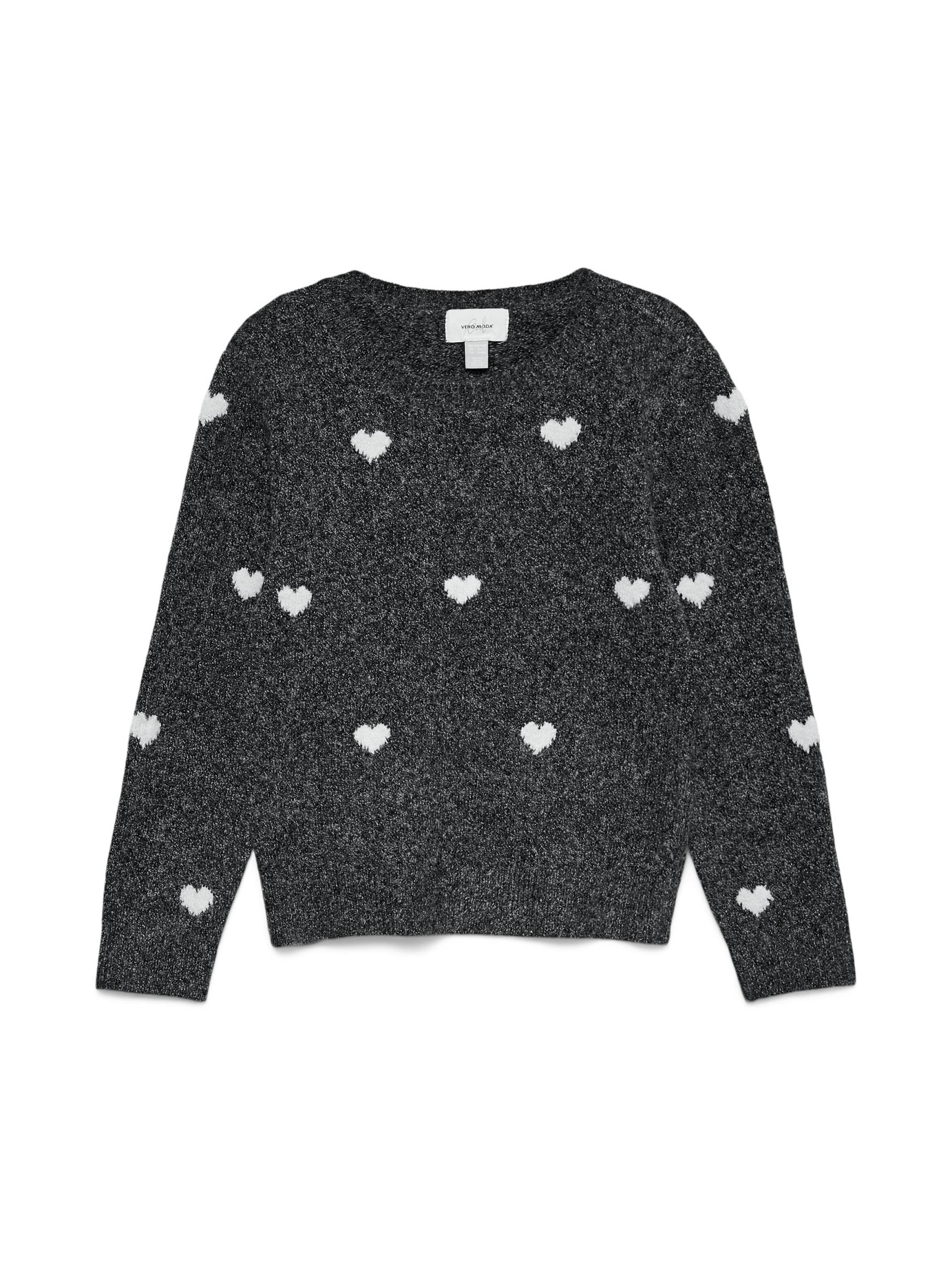 VERO MODA - VMDOFFY INTARSIA LS O-NCK PULLOVER GIRL dark grey melange von VERO MODA