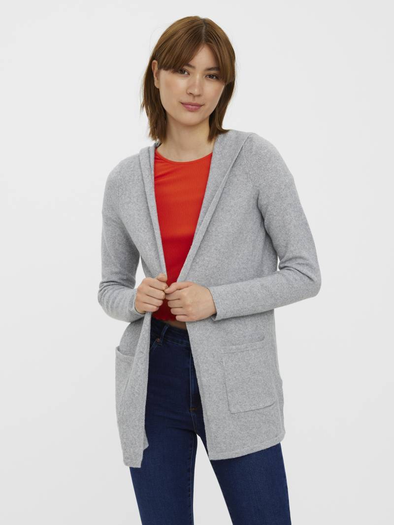 VERO MODA - VMDOFFY LS OPEN HOOD CARDIGAN GA NOOS light grey melange - Gr. - XL von VERO MODA