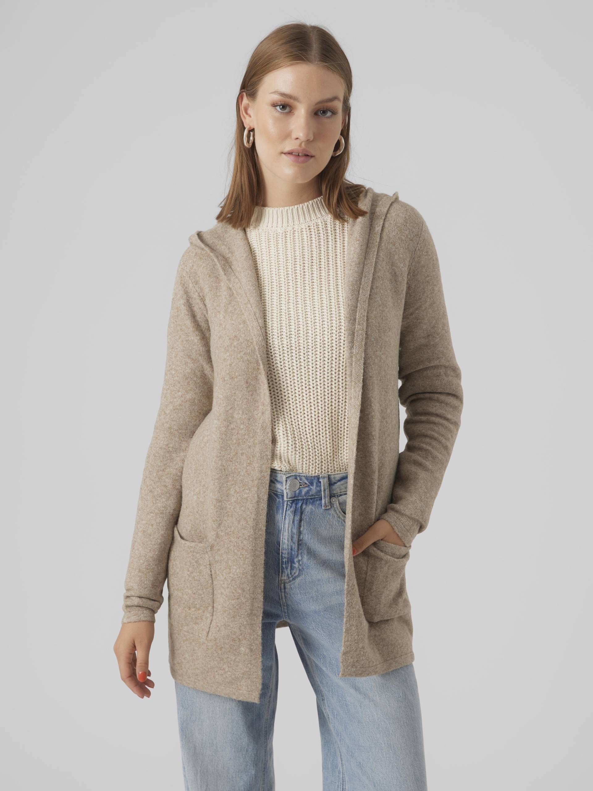 VERO MODA - VMDOFFY LS OPEN HOOD CARDIGAN GA NOOS sepia tint - Gr. - XS von VERO MODA
