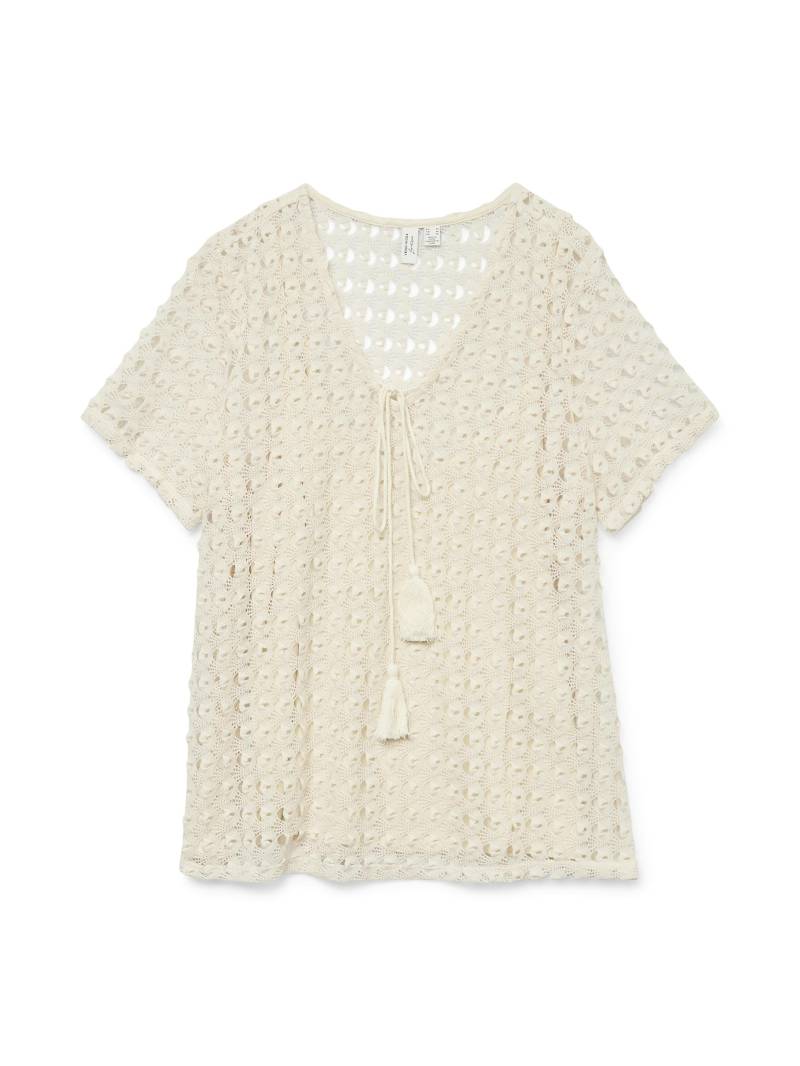 VERO MODA - VMDYLIE S/S V-NECK TOP WVN BTQ GA birch - Gr. - XS von VERO MODA