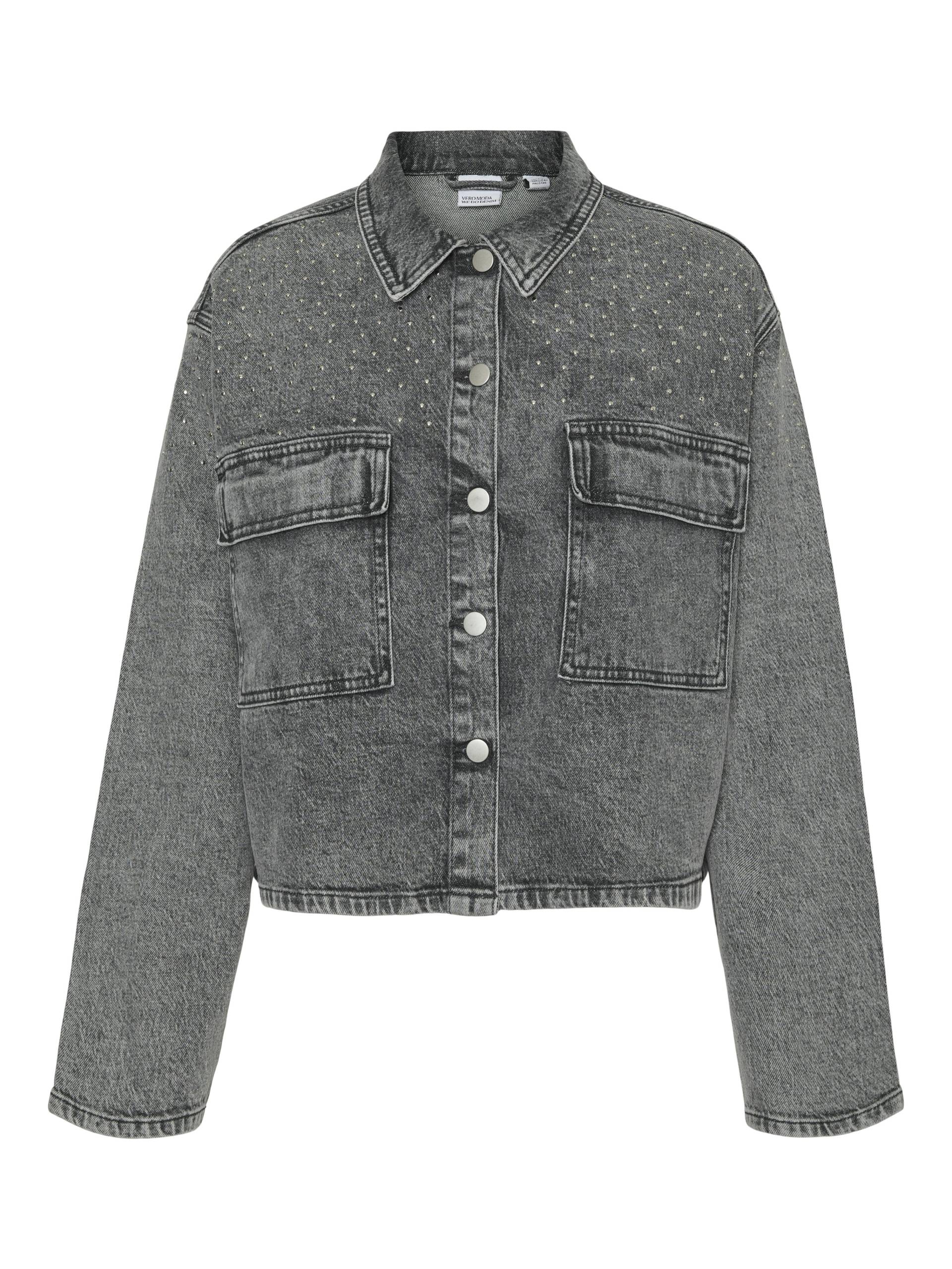 VERO MODA - VMELLAS LS STUDS DNM SHIRT RA206 light grey denim - Gr. - L von VERO MODA