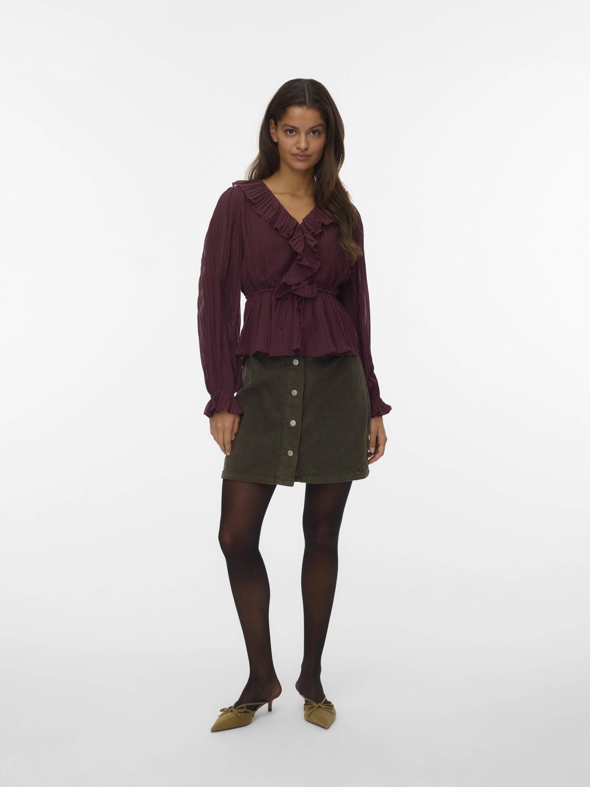 VERO MODA - VMETTA HR SHORT CORD SKATER SKIRT NOOS forest night - Gr. - S von VERO MODA