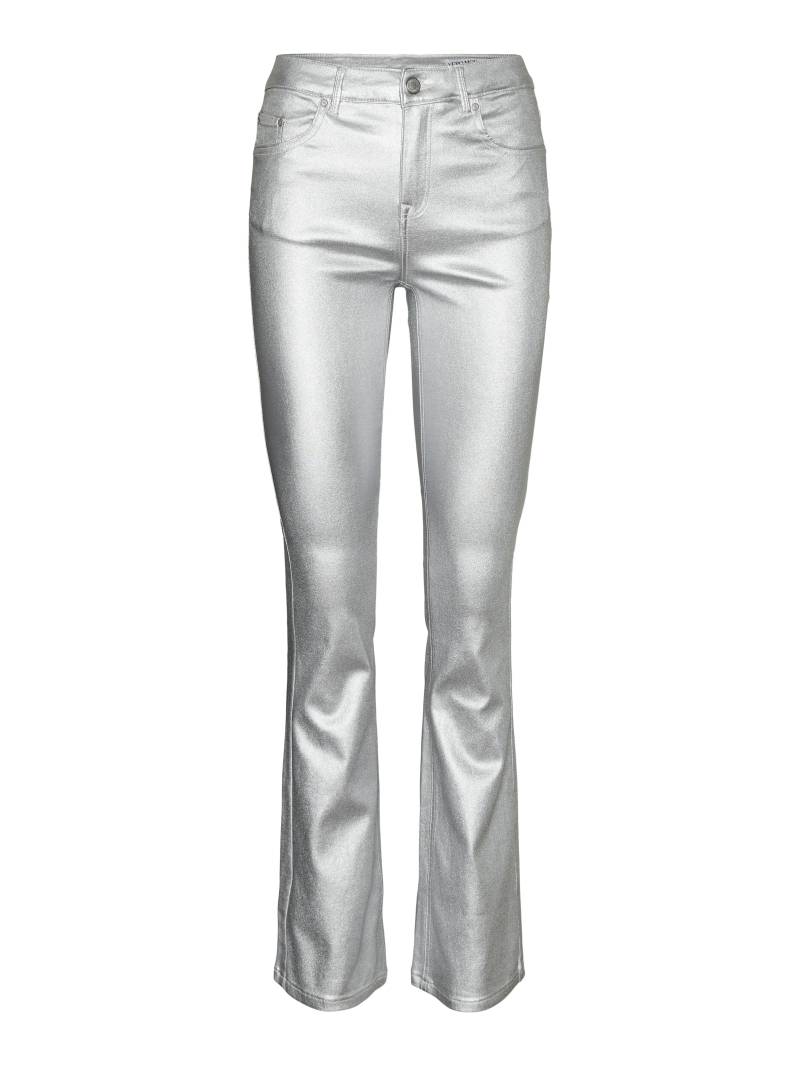 VERO MODA - VMFLASH MR FLARED METAL COATED PANTS silver colour von VERO MODA