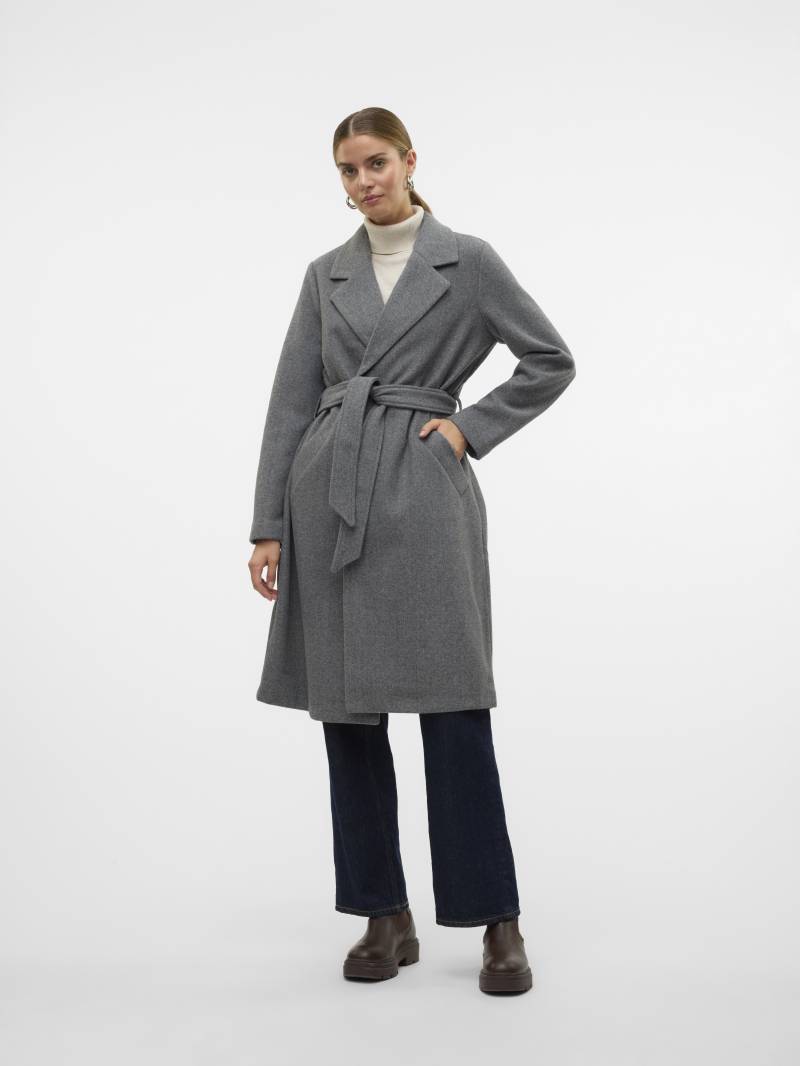 VERO MODA - VMFORTUNEAYA LONG COAT GA NOOS medium grey melange - Gr. - M von VERO MODA