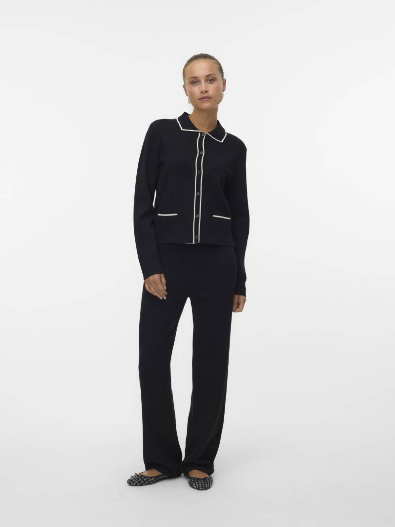 VERO MODA - VMGOLD LS POLONECK DOUBLE CONTRAST CARD. black - Gr. - XL von VERO MODA