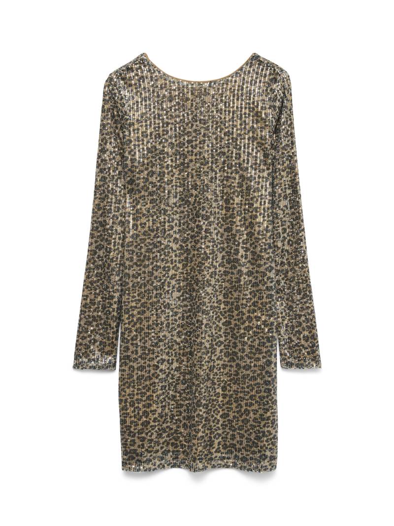 VERO MODA - VMHANYA SQ L/S SHORT DRESS JRS BTQ silver mink - Gr. - L von VERO MODA