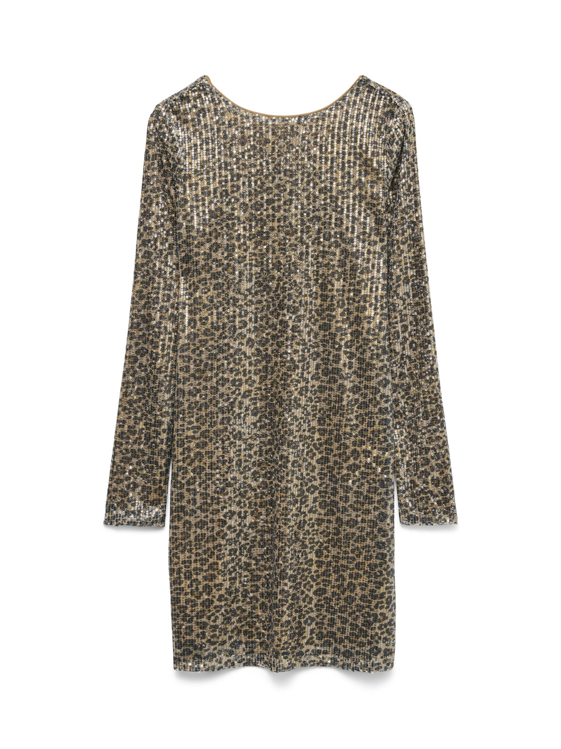 VERO MODA - VMHANYA SQ L/S SHORT DRESS JRS BTQ silver mink - Gr. - XS von VERO MODA